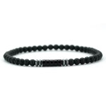 Pánský korálkový náramek Nero - 4 mm obsidián, achát, Černá 19 cm