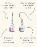 Royal Fashion stříbrné čtvertcové náušnice pozlacené 18k bílým zlatem Swarovski®