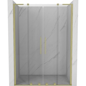 MEXEN/S - Velar L Duo posuvné sprchové dveře 140, transparent, zlatá kartáčovaná 871-140-003-02-55