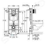 GROHE - Solido Předstěnový instalační set pro závěsné WC, ovládací tlačítko Even, chrom 39930000