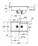 GROHE - Dřezy Kompozitní dřez K500 s automatickým odtokem, 860x500 mm, granitová černá 31649AP0