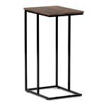 Odkládací stůl, MDF deska, dekor staré dřevo, černý kov