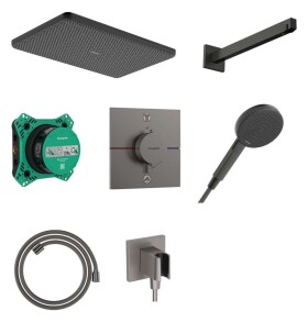 HANSGROHE - Raindance Alive Q Sprchový set s termostatem pod omítku, s tělesem, 21x34 cm, 3 proudy, kartáčovaný černý chrom 24620340