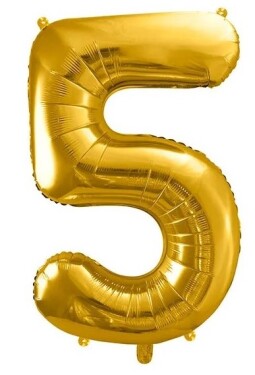 Balónek fóliový narozeniny číslo 5 zlatý 86 cm Balónek fóliový narozeniny číslo 5 zlatý 86 cm