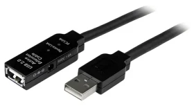 StarTech Aktivní prodlužovací kabel USB 2.0 černá / Kabel USB / A-M - A-F / napájecí adaptér / 15 m (USB2AAEXT15M)