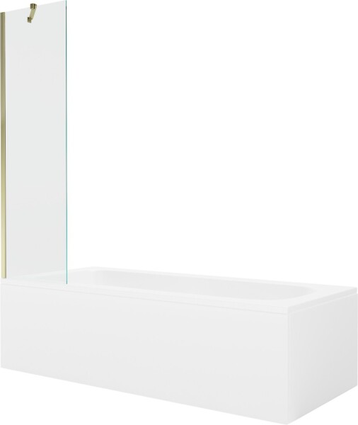 MEXEN/S - Vega obdélníková vana 180 x 80 cm s panelem + vanová zástěna 50 cm, transparent, zlatá 550118080X9505000050