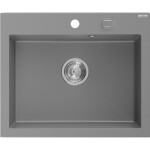 MEXEN - Elix granitový dřez 1-miska 600 x 500 mm, šedý, sifon chrom 6525601005-71