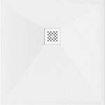 MEXEN/S - Stone+ čtvercová sprchová vanička 90 x 90, bílá, mřížka bílá 44109090-W