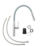 Dřezová baterie SAT se silikonovým ramínkem šedá/chrom SATBSD290S2F SATBSD290S2F