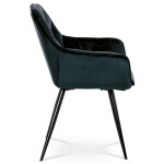 Jídelní židle, potah modročerná sametová látka, kovová 4nohá podnož, černý lak