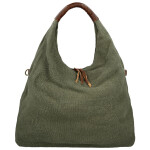 Trendy dámská textilní kabelka na rameno Alice, tmavě zelená
