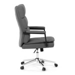 Židle kancelářská, šedá ekokůže, kříž kov chromový, houpací mechanismus, čalouněné područky