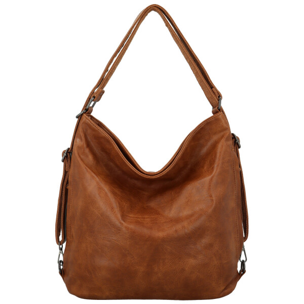 Stylový dámský koženkový kabelko-batoh Dexy, hnědý