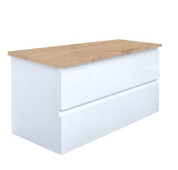 Koupelnová skříňka s krycí deskou SAT B-Way 99x50x45 cm bílá lesk BWAY2100WDOAK BWAY2100WDOAK