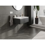 MEXEN/S - Rivel koupelnová skříňka 70 cm s umyvadlem Vela, 1 šuplík, reliéf , grafit mat/bílá mat 91A20-07023-1-BF66-W23M01