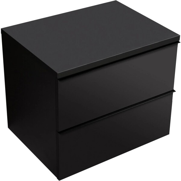 CERANO Koupelnová skříňka Velora - černá matná, úchytka černá + deska pod umyvadlo Navira Pro - 36 mm - 60x56,6x46,5 cm