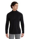 Pánské merino tričko s dlouhým rukávem ICEBREAKER Mens 200 Oasis LS Half Zip, Black velikost: XXL