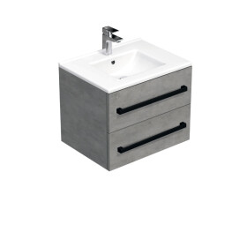 Koupelnová skříňka s černou úchytkou a umyvadlem SAT Cube Way 60x53x46 cm beton mat CUBE46C602BEMOD CUBE46C602BEMOD