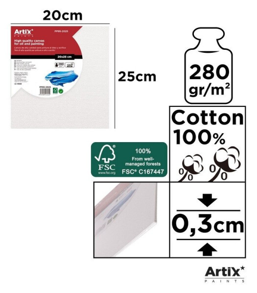 Malířské plátno 0,3cm 20x25cm