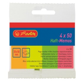 Samolepicí bloček Herlitz neon 20x50mm / 4ks