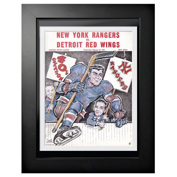 Mustang Obraz v rámu New York Rangers NHL Program Cover vs. Detroit Red Wings Bench Jump