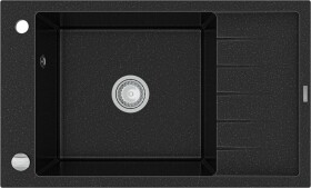 MEXEN Elias granitový dřez mísa dřez vypouštěním krátký Board 795x480 mm, černá kovové stříbro 6511791005-73