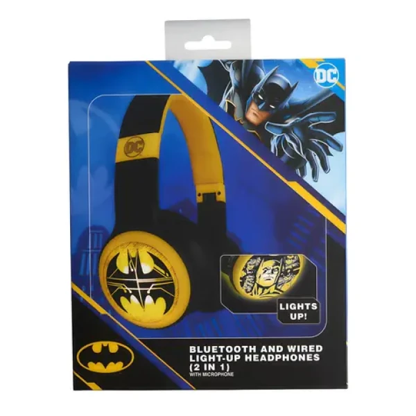 Lazerbuilt Batman / Bezdrátová sluchátka s LED podsvícením / Bluetooth 5.0 / mikrofon (HMBM-BTLI-BATMAN)