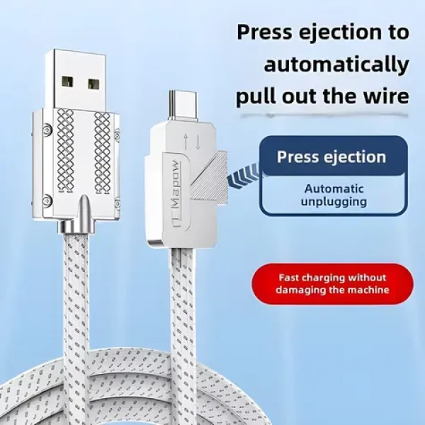 Cable USB-C - USB-A kabel s tlačítkem pro odpojení / Kabel / 6A rychlé nabíjení / textilní opletení / 2 m (KU31CO2)