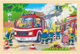GOKI Dřevěné puzzle Hasičský zásah