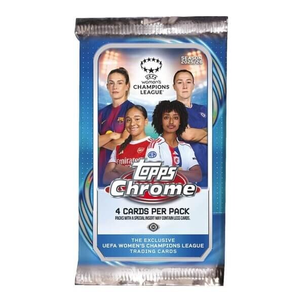 2025-2026 Topps Chrome Soccer UEFA Women's Champions League Hobby Balíček - fotbalové karty