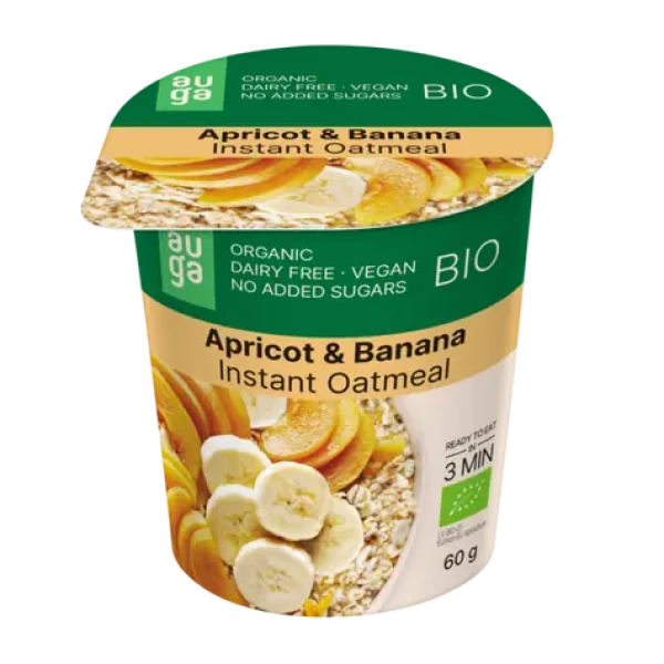 BIO Celozrnná ovesná kaše - Auga (meruňka banán, 60 g) (42139-3-60g-apricotbanana)