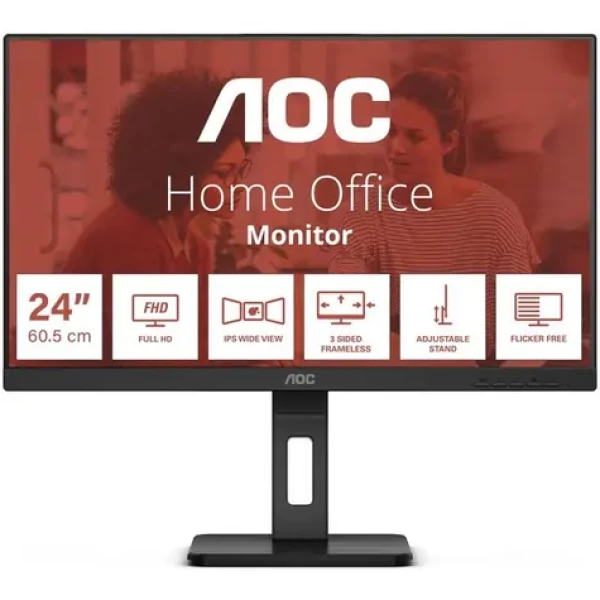 23.8" AOC 24E3QAF černá / IPS / 1920x1080 / 16:9 / 4ms / 1000:1 / 300cd-m2 / HDMI + DP + VGA / VESA (24E3QAF)