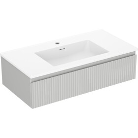 MEXEN/S - Rivel koupelnová skříňka 90 cm s umyvadlem Otis, 1 šuplík, reliéf , šedá mat/bílá mat 91A20-09023-1-BF62-W18M01