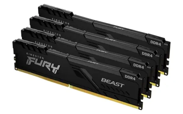 Kingston FURY Beast Black 64GB (4x 16GB) DDR4 3200MHz / CL16 / DIMM / 1.35V / Non-ECC / Un-Registered / 1Gx8 (KF432C16BB1K4/64)