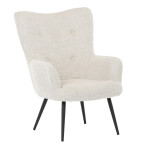 Křeslo "ušák", potah krémová látka, nohy černý kov