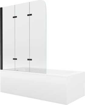 MEXEN/S - Cubik obdélníková vana 170 x 70 cm s panelem + vanová zástěna 120 cm, transparent, černá 550317070X9012037000
