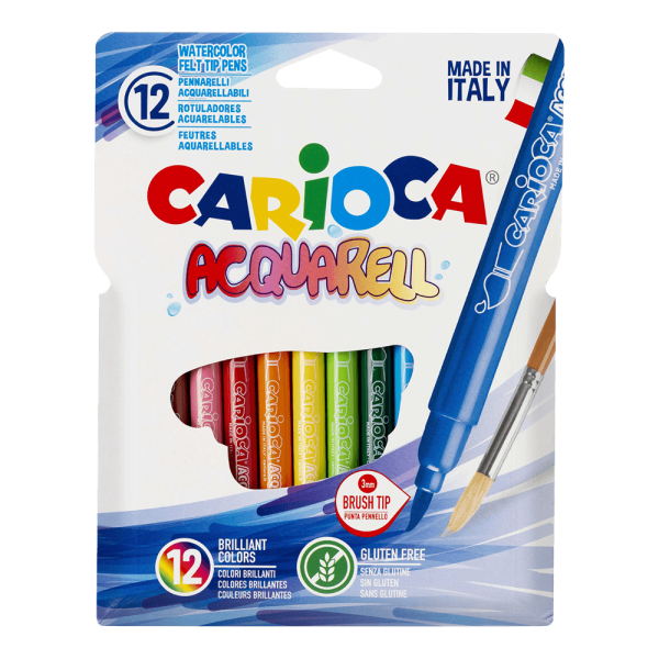 Carioca Brush Tip akvarelové fixy sada 12 ks