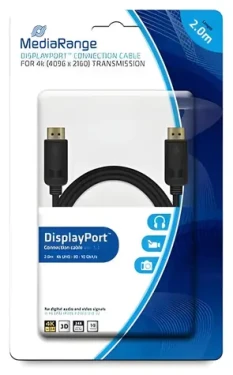 MediaRange DisplayPort 2m černá / Propojovací kabel / DisplayPort 1.2 / 4096x2160 / 10 Gbit/s (MRCS159)
