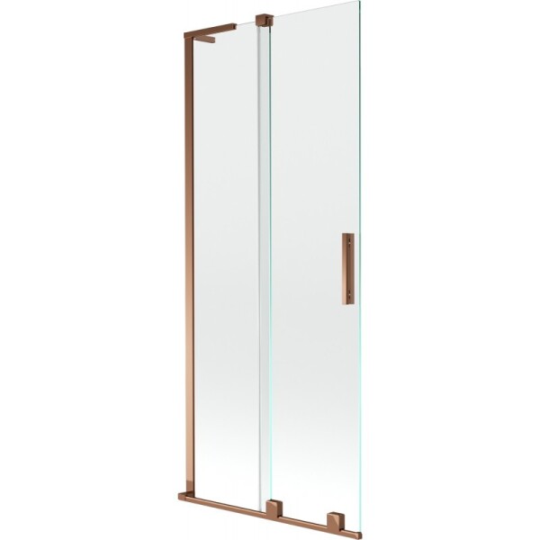 MEXEN/S - Velar L dvoukřídlá posuvná vanová zástěna 85 x 150, transparent, růžové zlato 896-085-003-01-60