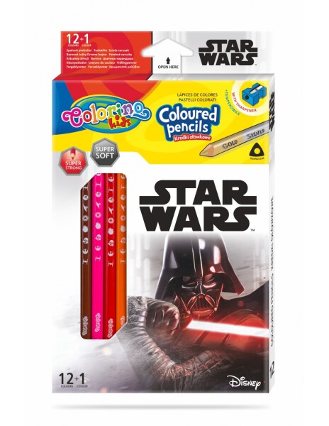 Colorino, 89458PTR, Star Wars, sada trojhranných pastelek, 12+1 ks