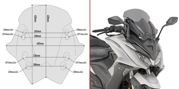 D6110S plexi tmavé nízké Kymco AK 550 Ets (17-25), vxš420x485 mm