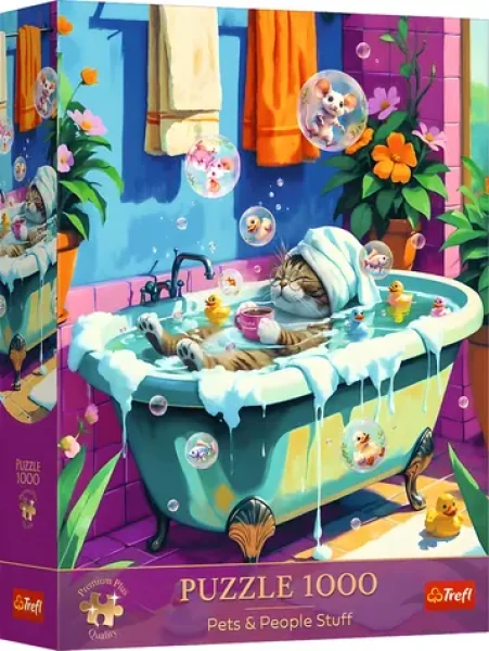 TREFL Puzzle Premium Plus Pets People Stuff: Mňau, relax, opakování