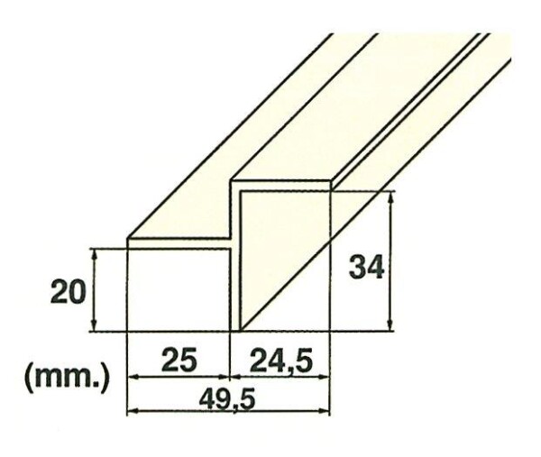 Kripsol Roll rošt – hrana (MP201-LAT) přelivného žlábku, délka 2 m