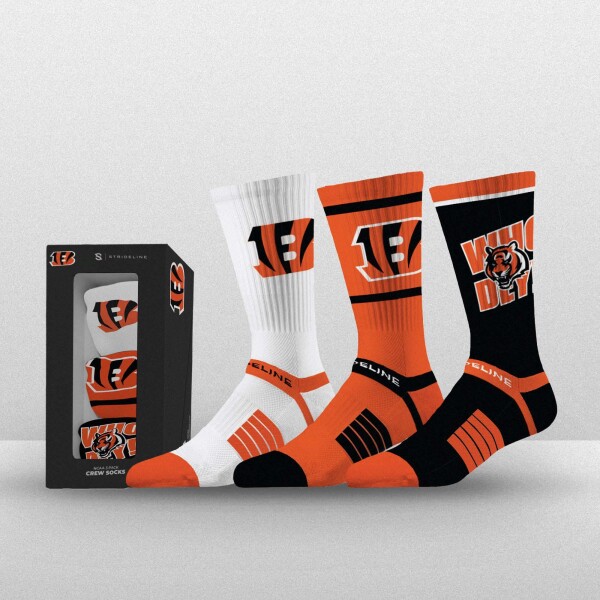 Pánské ponožky Cincinnati Bengals NFL Strideline Premium Crew 3-Pack Box