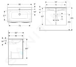 GEBERIT - Selnova Square Umyvadlová skříňka 635x788x480 mm, s umyvadlem, 2 dvířka, světlý ořech hickory 501.259.00.1