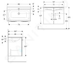 GEBERIT - Selnova Square Umyvadlová skříňka 635x788x480 mm, s umyvadlem, 2 dvířka, lesklá bílá 501.256.00.1