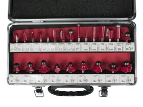 FESTA 21452 Sada fréz do dřeva, tvarové, SK plátky, 24ks, stopka 8mm