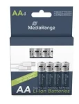 MediaRange nabíjecí USB-C Li-Ion baterie Mignon AA / 1400mAh / 1.5V / 4ks (MRBAT161)