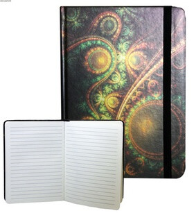 Zápisník gumičkou 178x126 mm zelenooranžový ornament