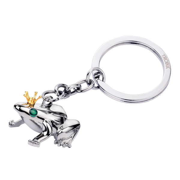 TROIKA klíčenka - žabka s korunkou \"Frog King\", kovová, mix barev